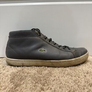 Lacoste Straightset SP Chukka Shoes Mens Size 9.5 Gray Leather High Top Sneakers